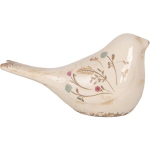 Clayre & Eef 6CE1952L Décoration Oiseau Céramique Beige Rose 25x10x13 cm