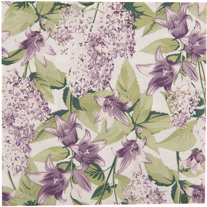 Clayre & Eef 73073 Serviettes en papier 33x33 cm Blanc Violet Motif floral (20)