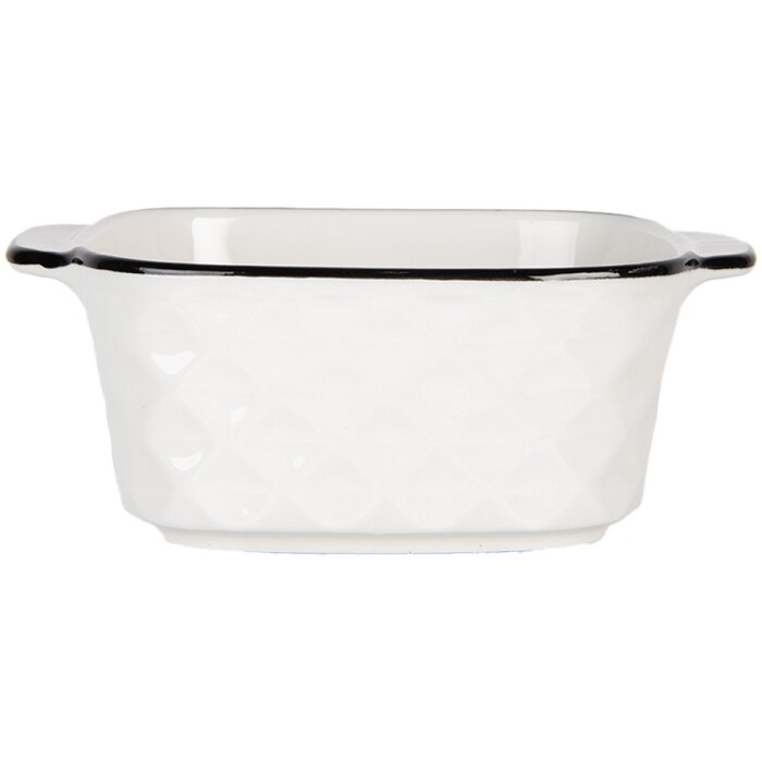 Clayre & Eef 6CEBO0097 Bol en céramique blanc noir 15x12x5 cm 275 ml