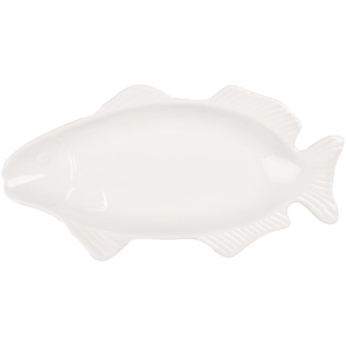 Clayre & Eef 6CEBO0171 Bol poisson blanc 30x15x3 cm Céramique style rustique