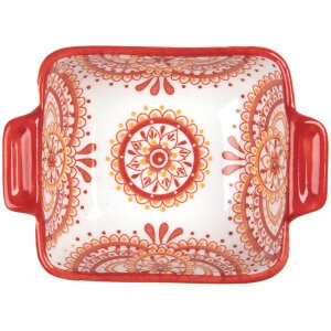 Clayre & Eef 6CEBO0186 Coupe céramique blanc rouge 11x8x4 cm 75 ml