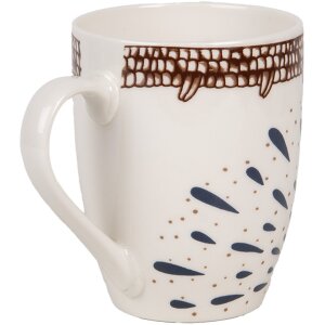 Clayre & Eef 6CEMU0167 Tasse en céramique blanche marron 12x8x10 cm 300 ml Bohème