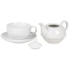 Clayre & Eef 6CETEFO0001 Set Tea-for-One blanc Céramique style campagnard 350ml 250ml