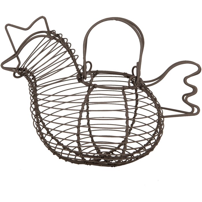 Clayre & Eef 6Y5702 Panier Poulet style campagnard brun Fer 23x14x17 cm