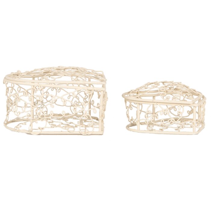 Clayre & Eef 6Y5713 Paniers blancs, set de 2 paniers style maison de campagne 10x10x6 8x8x5 cm