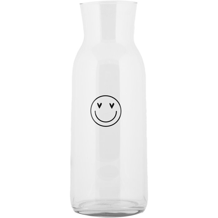 Clayre & Eef BHSGL0003 Carafe en verre Transparent Smiley 1000 ml Ø 9x25 cm