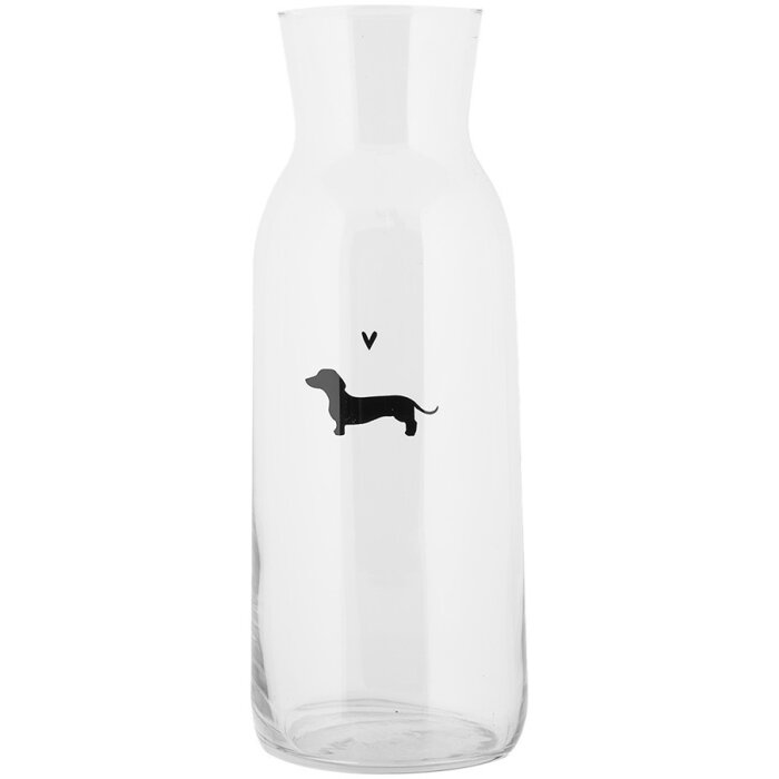 Clayre & Eef PWSGL0002 Carafe en verre Ø 9x25 cm 1000 ml motif teckel Transparent