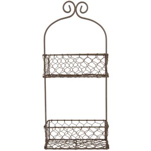 Clayre & Eef 6Y5710 Étagère en fer avec paniers Marron 20x12x45 cm