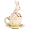 Clayre & Eef 6PR4395 Déco Lapin Beige Rose 8x8x11 cm Polyrésine