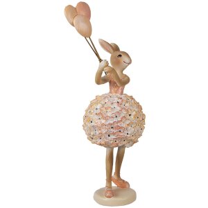 Clayre & Eef 6PR4417 Déco Lapin Beige Rose 11x7x27 cm Polyrésine