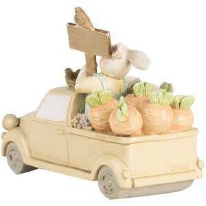 Clayre & Eef 6PR4388 Déco Lapin en voiture Blanc Beige 16x8x12 cm