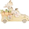 Clayre & Eef 6PR4388 Déco Lapin en voiture Blanc Beige 16x8x12 cm