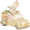 Clayre & Eef 6PR4388 Déco Lapin en voiture Blanc Beige 16x8x12 cm