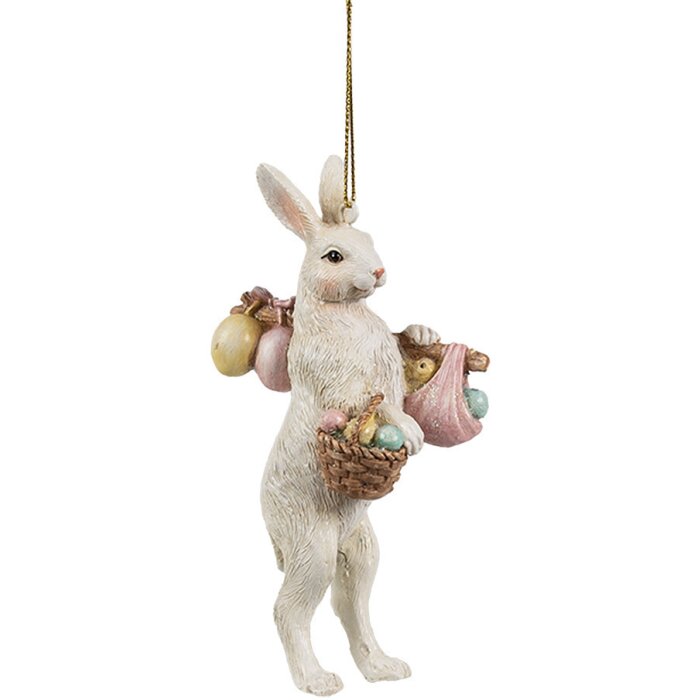 Clayre & Eef 6PR4405 Décoration Pendentif Lapin Beige Rose 7x4x13 cm