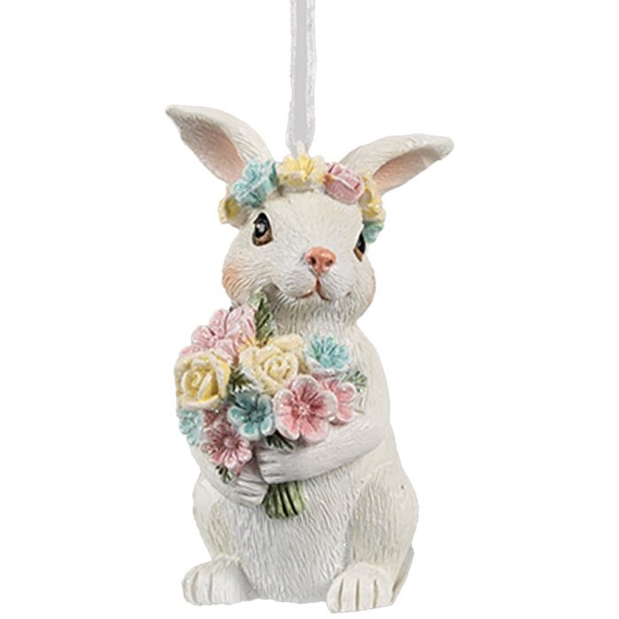 Clayre & Eef 6PR4409 Décoration Suspension Lapin Blanc 5x5x8 cm