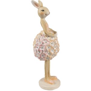 Clayre & Eef 6PR4418 Déco Lapin Beige Rose 9x7x22 cm Polyrésine Style campagne