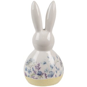 Clayre & Eef 6CE2015 Décoration Lapin Blanc Bleu Céramique 12x10x23 cm