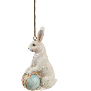 Clayre & Eef 6PR4396 Pendentif Lapin Beige Bleu 6x3x9...