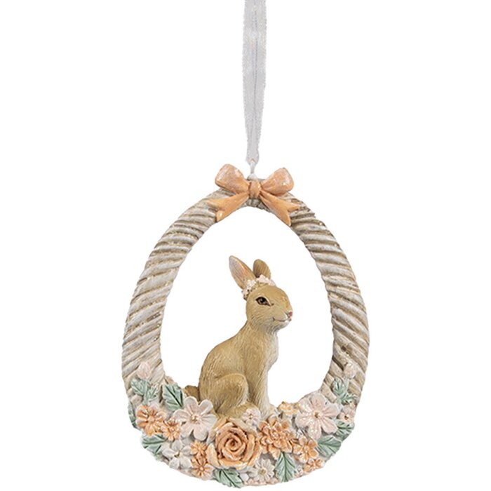 Clayre & Eef 6PR4403 Décoration Suspension Lapin Beige Orange 7x2x10 cm