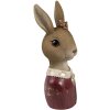 Clayre & Eef 6PR4415 Décoration Buste Lapin Beige Rouge 7x7x17 cm