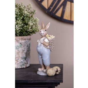 Clayre & Eef 6PR5249 Déco Lapin Beige Bleu 6x6x17 cm Style rustique