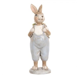 Clayre & Eef 6PR5249 Déco Lapin Beige Bleu 6x6x17 cm Style rustique