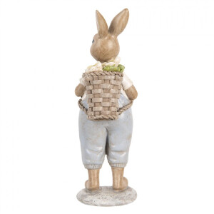 Clayre & Eef 6PR5249 Déco Lapin Beige Bleu 6x6x17 cm Style rustique