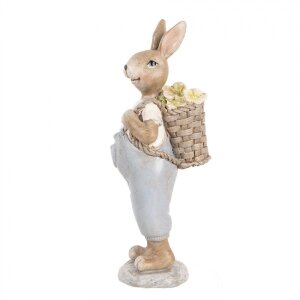 Clayre & Eef 6PR5249 Déco Lapin Beige Bleu 6x6x17 cm Style rustique