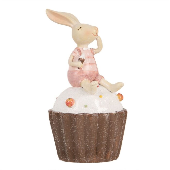 Clayre & Eef 6PR5262 Déco Lapin Beige Rose Ø 7x13 cm Style campagne