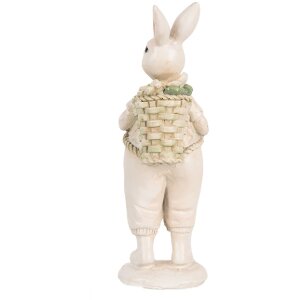 Clayre & Eef 6PR5241 Décoration Lapin Blanc Vert 6x6x17 cm style rustique