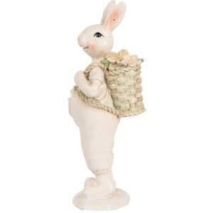 Clayre & Eef 6PR5241 Décoration Lapin Blanc Vert 6x6x17 cm style rustique