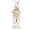 Clayre & Eef 6PR5241 Décoration Lapin Blanc Vert 6x6x17 cm style rustique