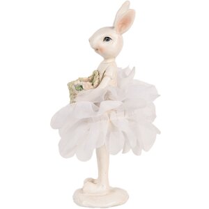 Clayre & Eef 6PR5242 Décoration Lapin Blanc Vert 6x6x17 cm style rustique