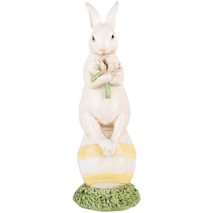 Clayre & Eef 6PR5243 Décoration Lapin blanc vert 7x7x19 cm