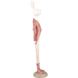 Clayre & Eef 6PR5244 Décoration Lapin blanc rose 4x4x22 cm