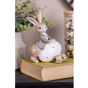 Clayre & Eef 6PR5264 Déco Lapin avec œuf Beige Blanc 11x7x17 cm