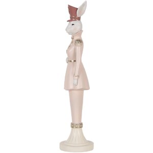 Clayre & Eef 6PR5117 Décoration Lapin blanc rose 11x11x44 cm style rustique