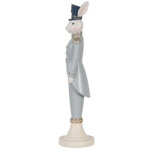 Clayre & Eef 6PR5119 Décoration Lapin blanc bleu 9x9x35 cm style rustique