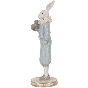 Clayre & Eef 6PR5121 Décoration Lapin blanc bleu 11x10x31 cm style rustique