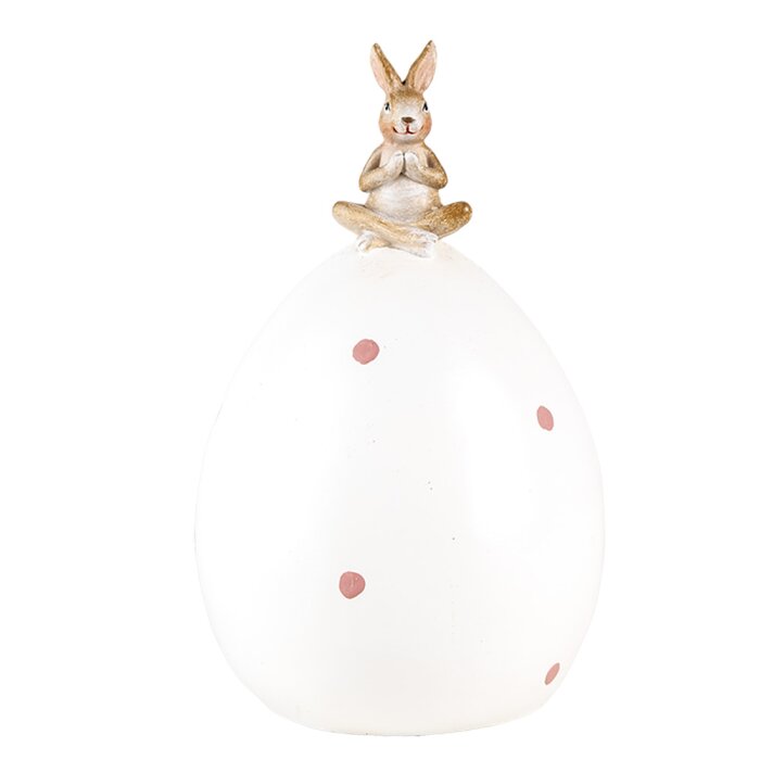 Clayre & Eef 6PR5260 Décoration Lapin sur œuf Blanc Ø 10x16 cm