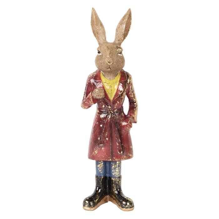 Clayre & Eef 6PR5487 Décoration Lapin brun rouge 8x6x25 cm Polyrésine