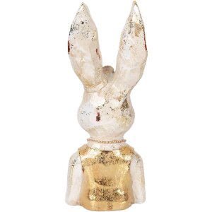 Clayre & Eef 6PR5489 Buste décoratif Lapin blanc or 12x12x29 cm