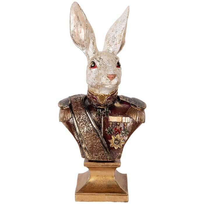 Clayre & Eef 6PR5498 Décoration Buste Lapin Blanc Rouge 23x16x50 cm