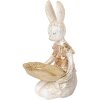 Clayre & Eef 6PR5500 Décoration Lapin avec bol Beige Or 14x14x26 cm