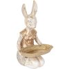 Clayre & Eef 6PR5500 Décoration Lapin avec bol Beige Or 14x14x26 cm