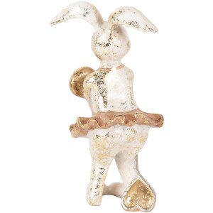 Clayre & Eef 6PR5094 Déco Lapin Beige Doré 8x6x14 cm Style campagne