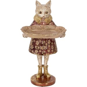 Clayre & Eef 6PR5142 Deko Katze Beige Gold 16x14x27 cm