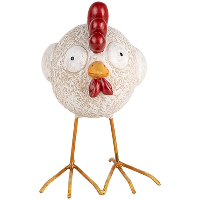 Clayre & Eef 6PR5251 Décoration Poulet blanc rouge 14x9x15 cm style rustique