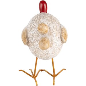 Clayre & Eef 6PR5251 Décoration Poulet blanc rouge 14x9x15 cm style rustique