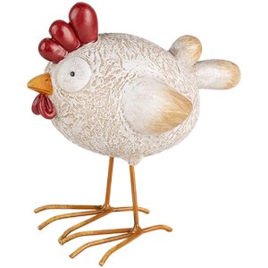 Clayre & Eef 6PR5251 Décoration Poulet blanc rouge 14x9x15 cm style rustique